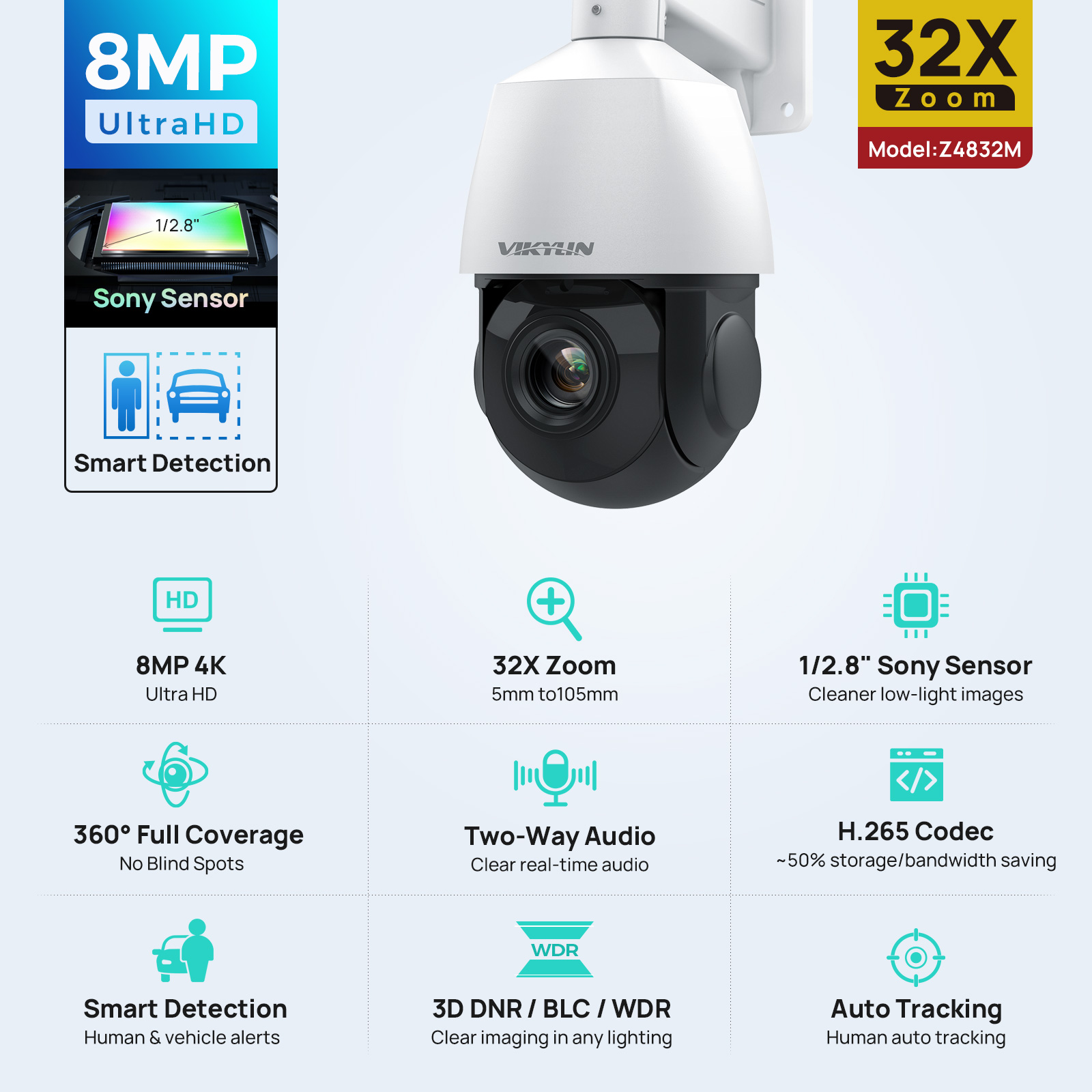 Vikylin 4K 8MP PTZ 32X Zoom 10 - Humidity Dome Kit 评论和价格